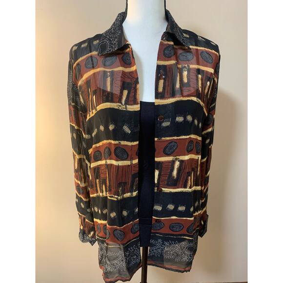 Vintage Norton McNaughton - Button Front Sheer Blouse - Size 6P Top - Picture 1 of 6